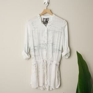 Young, Fabulous, & Broke Marble Dye Romper Shorts Roll Tab 3/4 Sleeve Pockets S